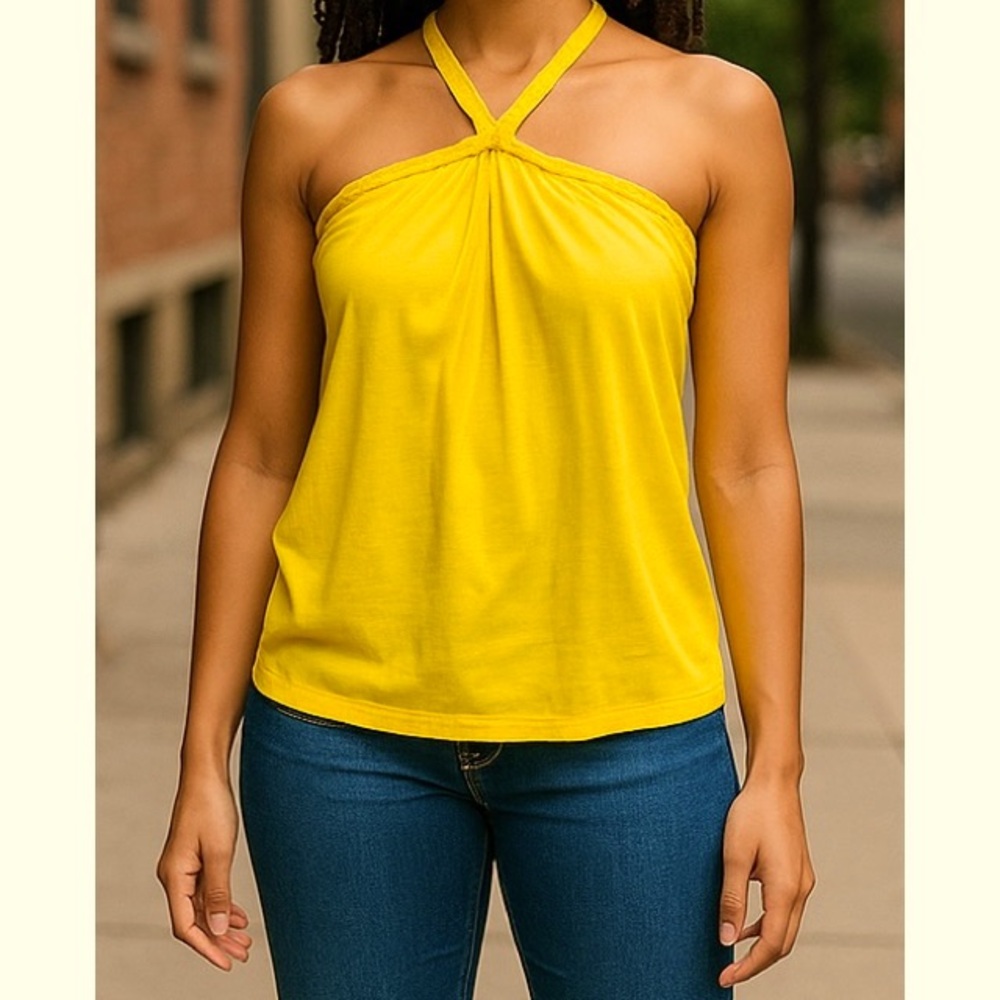 Banana Republic Factory Medium Yellow Braided Halter Top